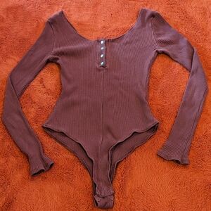 Maroon ribbed bodysuit